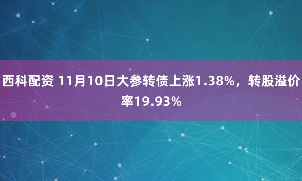 西科配资 11月10日大参转债上涨1.38%，转股溢价率19.93%